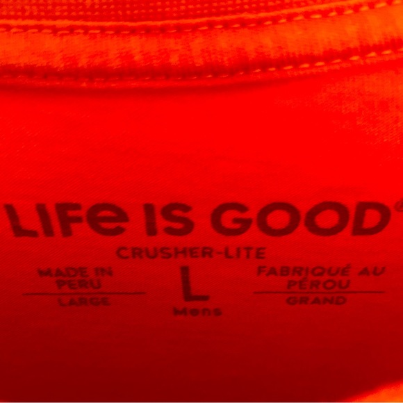 Life is good orange L tee shirt with white and blue accents “just add water” - Picture 5 of 5